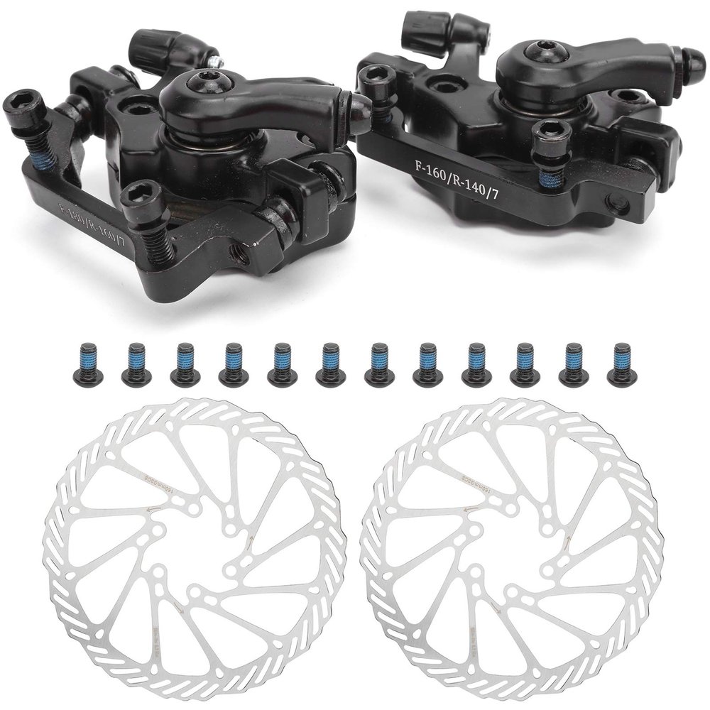 Alvinlite Bike Disc Brake Kits, Bike Brake Levers Conversion Kit Mechanical Front and Rear Brake Caliper Rotor Sets for Mountain Bicycle Folding Bike