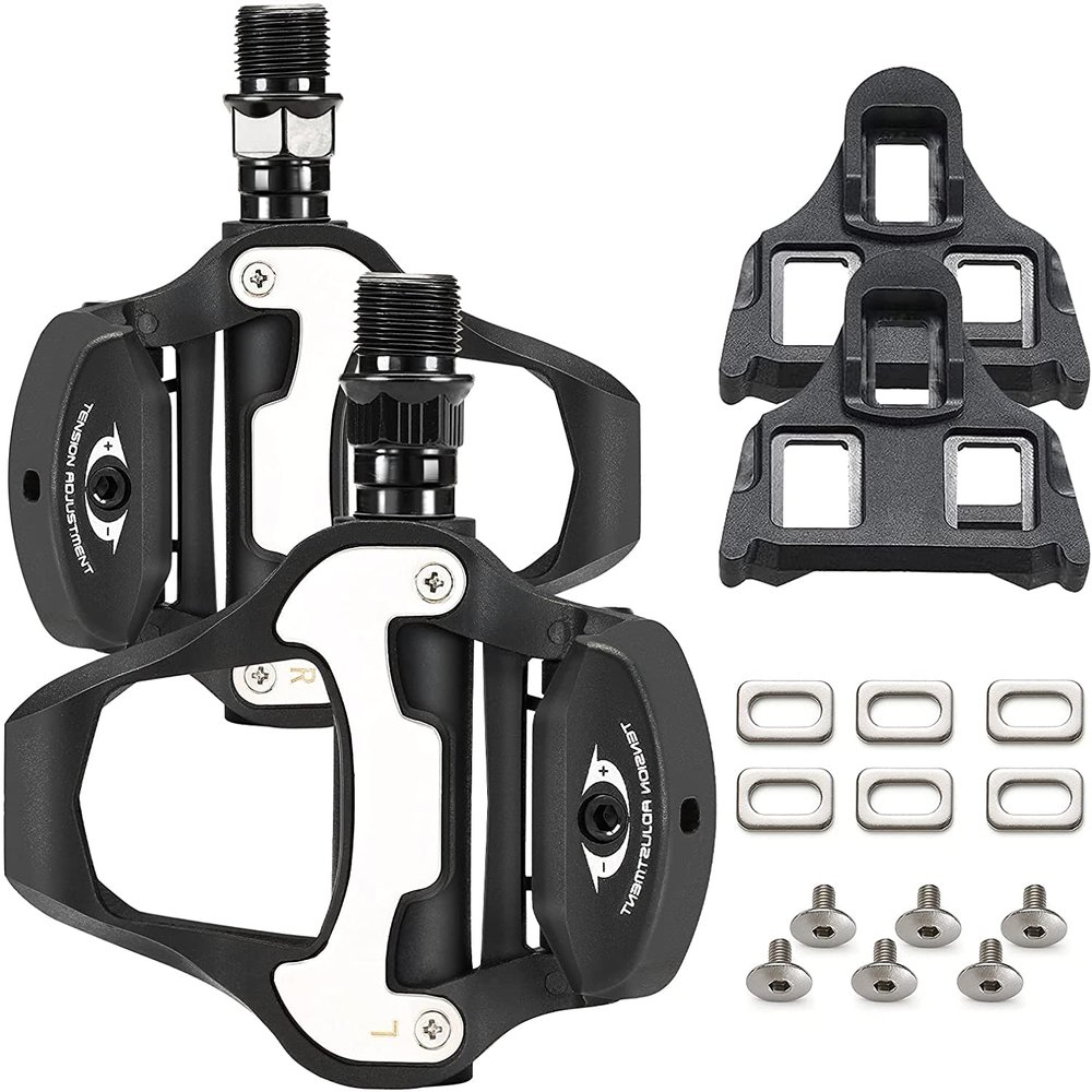 SAVADECK Road Bike Pedals, Aluminum Alloy Pedals with Cleats for Shimano/Look System, 9/16 Inch Self-Locking Clipless Pedals for Road Bike Race Bike MTB Spin Bike