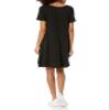 Amazon Essentials Women's Regular Short-Sleeve V-Neck Swing Dress, Black, X-Large view 2