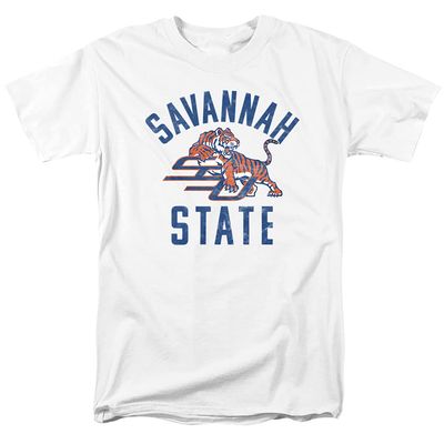 Savannah State University Official Tigers Logo Unisex Adult T-Shirt, White, 4X-Large