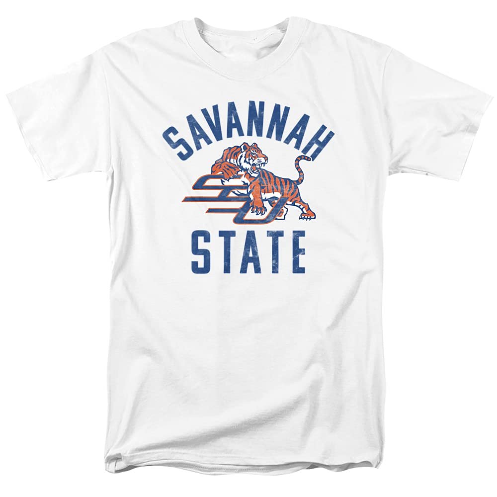 Savannah State University Official Tigers Logo Unisex Adult T-Shirt, White, 4X-Large
