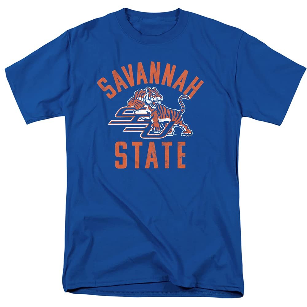 Savannah State University Official Tigers Logo Unisex Adult T-Shirt, Royal Blue, 4X-Large
