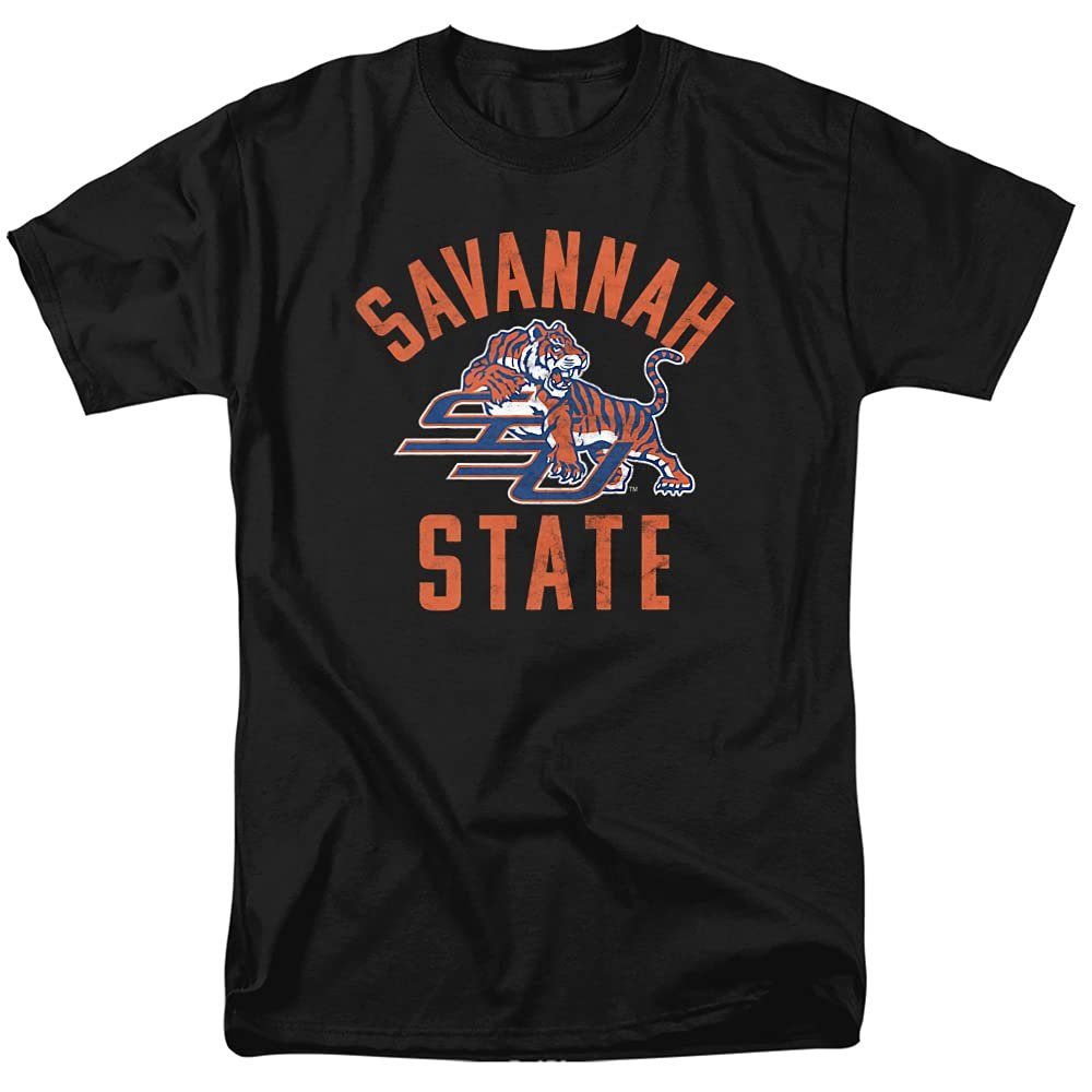 Savannah State University Official Tigers Logo Unisex Adult T-Shirt, Black, 5X-Large