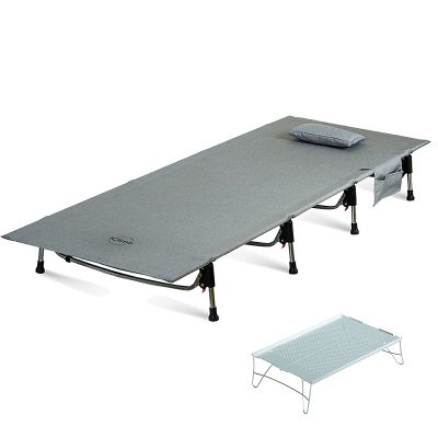 iClimb 1 Super Easy Assemble Cot and 1 Solo Mini Folding Table Bundle, Ultralight Compact for Solo Adult Backpacking Camping Hiking Beach Concert Indoor Outdoor