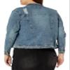 Womens Basic Acid Wash Plus Denim Jacket with Light Destruction view 2