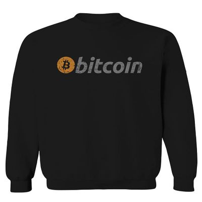 0366. Vintage Bitcoin Crypto Currency Logo BTC Coin Trader Hold IT Men's Crewneck Sweatshirt (Black X-Large)