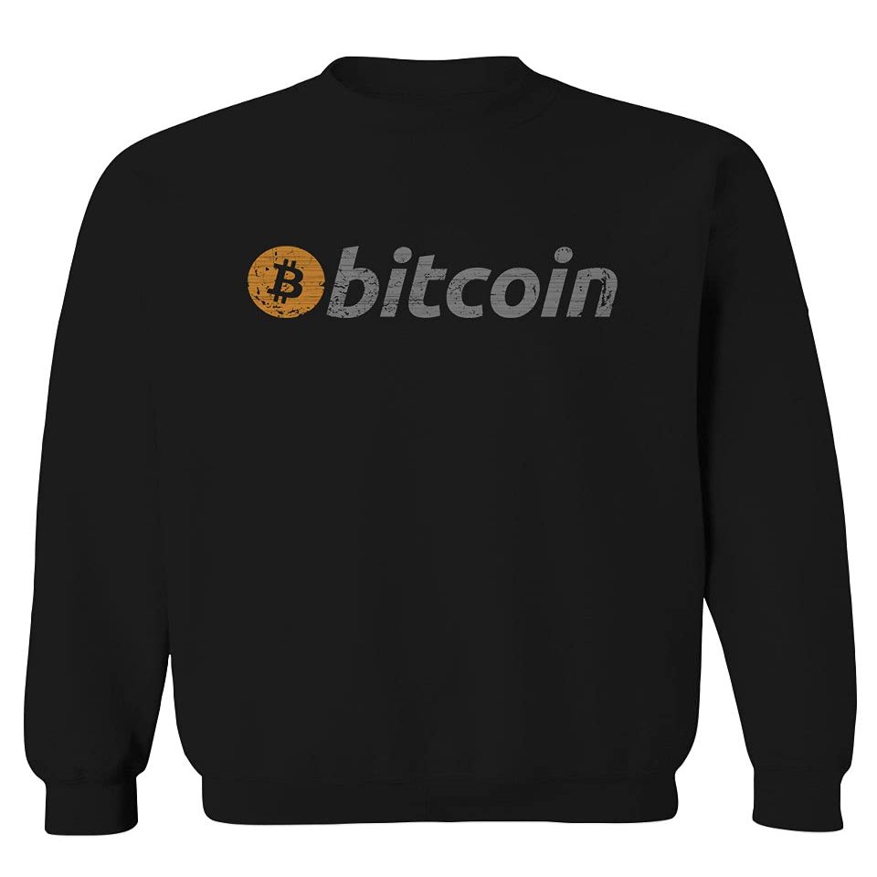 0366. Vintage Bitcoin Crypto Currency Logo BTC Coin Trader Hold IT Men's Crewneck Sweatshirt (Black X-Large)
