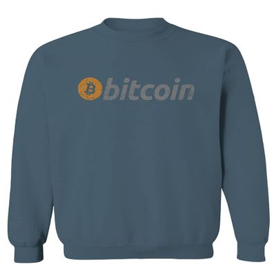 0366. Vintage Bitcoin Crypto Currency Logo BTC Coin Trader Hold IT Men's Crewneck Sweatshirt (Indigo Blue X-Large)