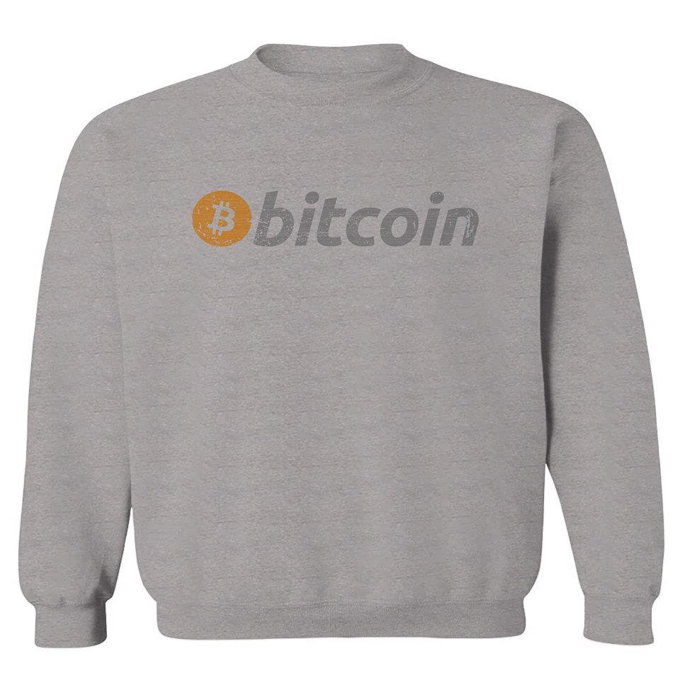 0366. Vintage Bitcoin Crypto Currency Logo BTC Coin Trader Hold IT Men's Crewneck Sweatshirt (Light Gray Large)