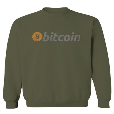 0366. Vintage Bitcoin Crypto Currency Logo BTC Coin Trader Hold IT Men's Crewneck Sweatshirt (Olive, Small)