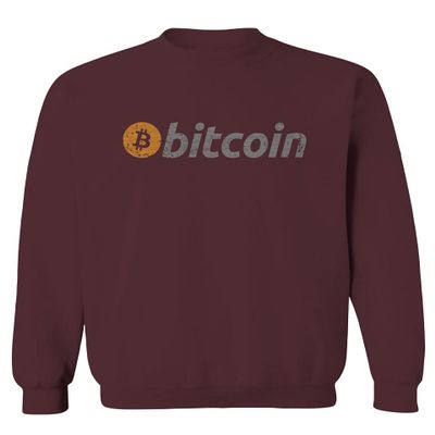 0366. Vintage Bitcoin Crypto Currency Logo BTC Coin Trader Hold IT Men's Crewneck Sweatshirt (Maroon Large)