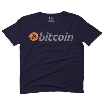0366. Vintage Bitcoin Crypto Currency Logo BTC Coin Trader Hold IT for Men T Shirt (Navy Blue, Large)