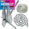 8.5lb Heavy Boat Anchor Kit, Fluke Design with Chain and 75FT Rope, for 15'-25' Boats, Including Pontoon, Deck, Fishing, and Sailboats view 1