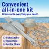 8.5lb Heavy Boat Anchor Kit, Fluke Design with Chain and 75FT Rope, for 15'-25' Boats, Including Pontoon, Deck, Fishing, and Sailboats view 3