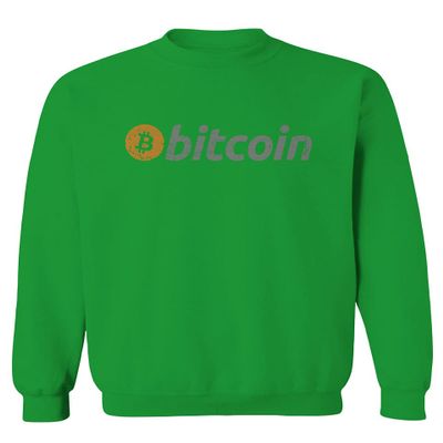 0366. Vintage Bitcoin Crypto Currency Logo BTC Coin Trader Hold IT Men's Crewneck Sweatshirt (Irish Green Large)