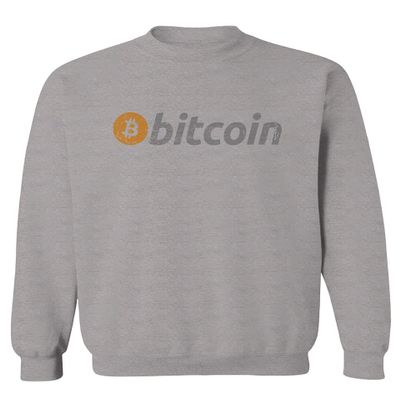 0366. Vintage Bitcoin Crypto Currency Logo BTC Coin Trader Hold IT Men's Crewneck Sweatshirt (Light Gray X-Large)