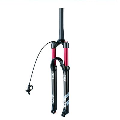 Straight Tube 1-1/8" XC Mountain Bike Air Suspension Fork 26/27.5/29 InchUltralight Front Forks Magnesium Alloy MTB Bicycle Accessories Manual Lockout ( Color : Tapered Remote Lockout , Size : 26 )