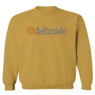 0366. Vintage Bitcoin Crypto Currency Logo BTC Coin Trader Hold IT Men's Crewneck Sweatshirt (Gold Large)