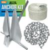 13lb Heavy Boat Anchor Kit, Fluke with Chain and 100FT Rope, for 20'-32' Boats, Pontoon, Deck, Fishing, and Sailboats view 1