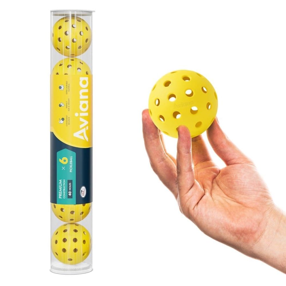 Pro Aviana Outdoor Pickleball Balls USAPA Approved for Tournament Play 6 12 48 Packs Durable 40-Hole Design Ideal for All Skill Levels Pickleball Accessories Pickleball Balls Outdoor (Yellow 06 Pack)