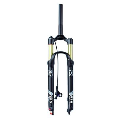 Jejy Disc Brake Straight Tube 1-1/8" Mountain Bike Air Front Fork 27.5 Inch, Ultralight Suspension Forks MTB 26/27.5/29 Bicycle Damping Adjustment (Color : Straight Remote Lockout, Size : 29)