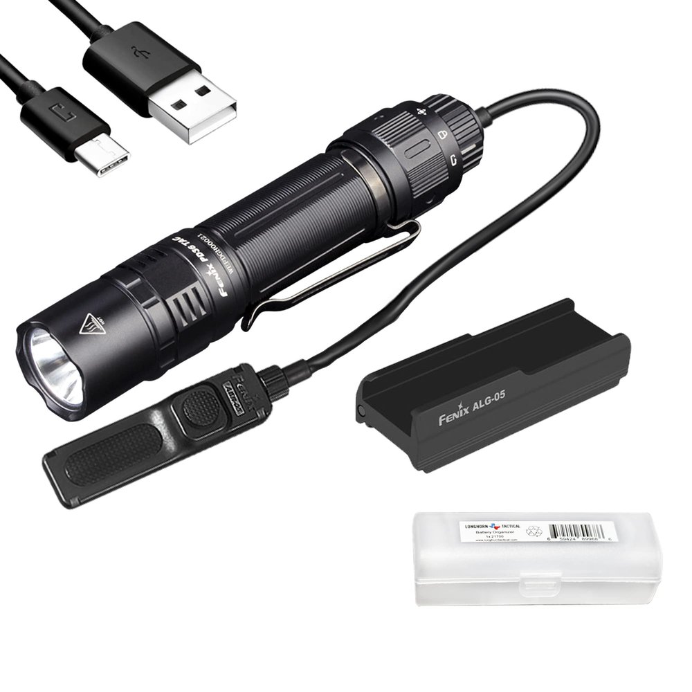 Fenix PD36 TAC 3000 Lumen Tactical Flashlight Bundle with Pressure Switch, Mount and LumenTac Organizer