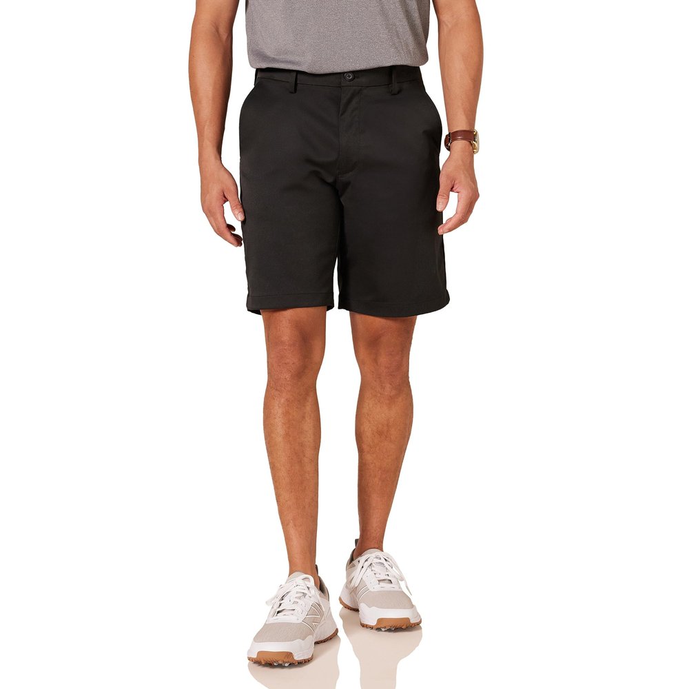 Amazon Essentials Men's Classic-Fit Stretch Golf Shorts with Moisture-Wicking, Active Waistband, Black, 36