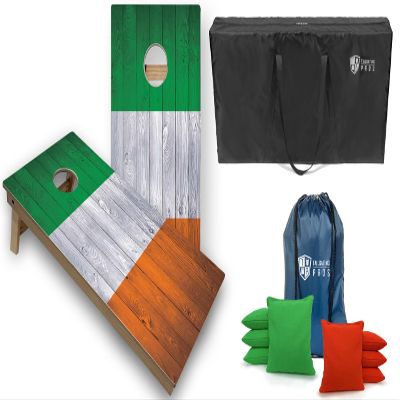 Tournament Grade Tailgating Pros Regulation Cornhole Boards Flag Set - Includes 8 Bean Bags, Carrying Cases, and 4'x2' Corn Hole Toss Game w/Ring Light