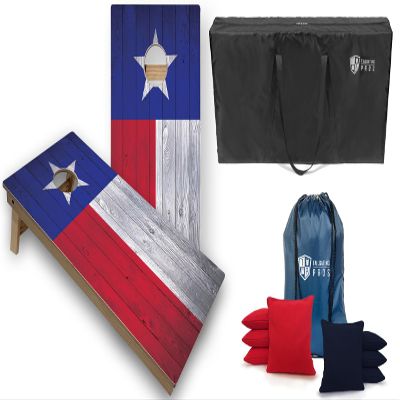 Tournament Grade Tailgating Pros Regulation Cornhole Boards Flag Set - Includes 8 Bean Bags, Carrying Cases, and 4'x2' Corn Hole Toss Game w/Ring Light