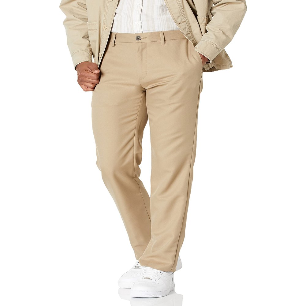 Amazon Essentials Men's Slim-Fit Flat-Front Dress Pant, Khaki Brown, 33W x 28L