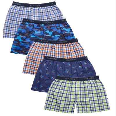 Hanes Boys' 5-Pack Boxer (Colors May Vary), 5 Pack-Assorted 1, Small