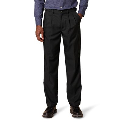 Amazon Essentials Men's Classic-Fit Expandable-Waist Pleated Dress Pant, Black, 34W x 33L