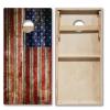 Tournament Grade Tailgating Pros American Flag Wooden Plank Design Cornhole Board Set w/Bean Bags and Carrying Case - 4'x2' Corn Hole Toss Game w/Ring Light view 2
