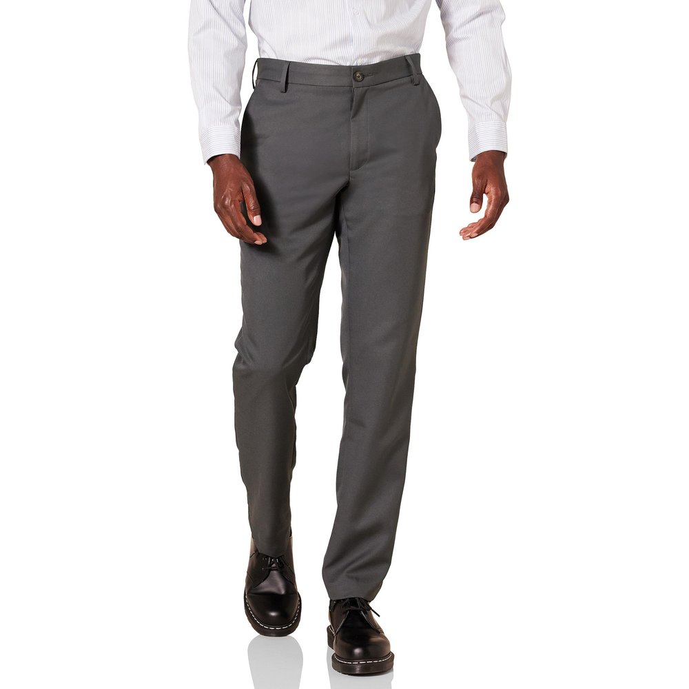 Amazon Essentials Men's Slim-Fit Flat-Front Dress Pant, Dark Grey, 32W x 28L