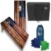 Tournament Grade Tailgating Pros American Flag Wooden Plank Design Cornhole Board Set w/Bean Bags and Carrying Case - 4'x2' Corn Hole Toss Game w/Ring Light view 1