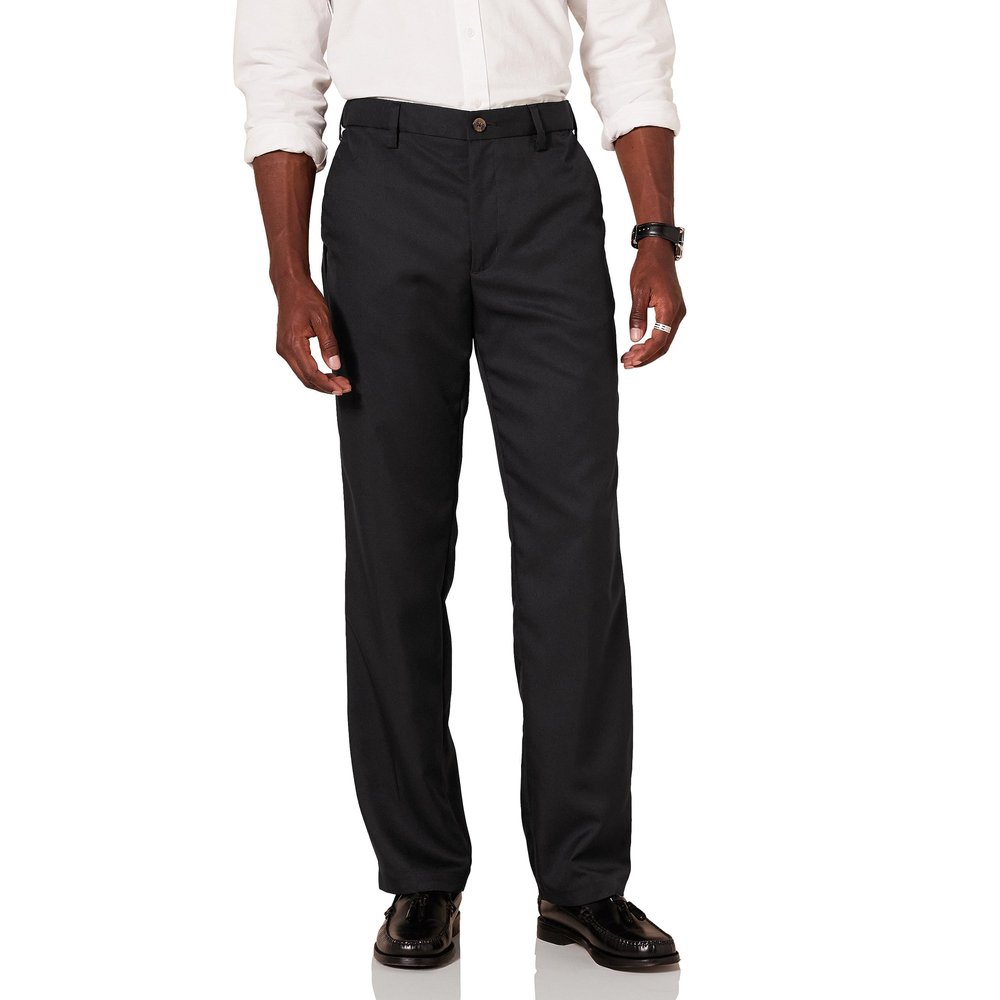 Amazon Essentials Men's Classic-Fit Expandable-Waist Flat-Front Dress Pant, Black, 30W x 30L
