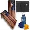 Tournament Grade Tailgating Pros American Flag Wooden Plank Design Cornhole Board Set w/Bean Bags and Carrying Case - 4'x2' Corn Hole Toss Game w/Built in Lights view 1