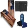 Tournament Grade Tailgating Pros American Flag Wooden Plank Design Cornhole Board Set w/Bean Bags and Carrying Case - 4'x2' Corn Hole Toss Game w/Ring Light view 1