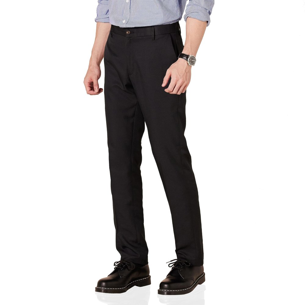Amazon Essentials Men's Slim-Fit Flat-Front Dress Pant, Black, 34W x 34L