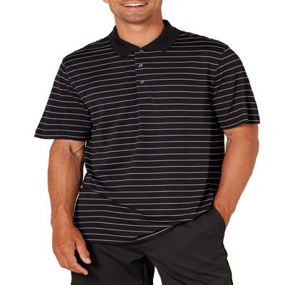 Amazon Essentials Men's Golf Polo Shirt, Moisture-Wicking Quick Dry, Short Sleeve, Anthracite Polo Stripe, Small