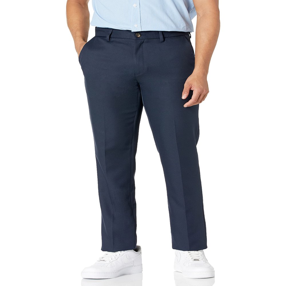 Amazon Essentials Men's Slim-Fit Flat-Front Dress Pant, Navy, 34W x 28L