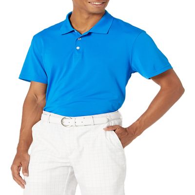 Amazon Essentials Men's Golf Polo Shirt, Short Sleeve, Slim-Fit, Quick-Dry, Metallic Blue, Small