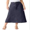 Roaman's Women's Plus Size Petite Plus Size Easy-Wear A-Line Skirt - 20 W, Indigo Wash view 1