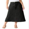 Roaman's Women's Plus Size Petite Plus Size Easy-Wear A-Line Skirt - 24 W, Black Denim view 1