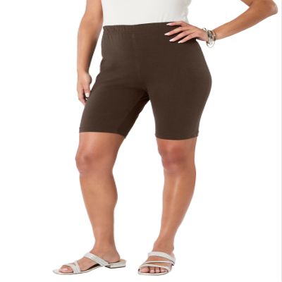 Roaman's Women's Plus Size Everyday Essential Stretch Bike Shorts - 1X, Chocolate