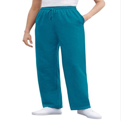 Woman Within Plus Size Tall Better-Fleece Pull-On Drawstring Sweatpants - S, Deep Teal
