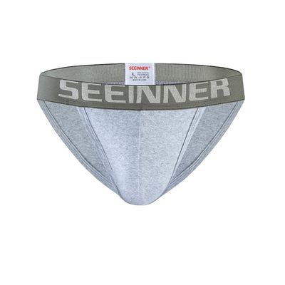 Familyhouse Men's Tanga Briefs Bikini Cotton Briefs Underwear Sexy Underpants Low Rise Thongs (Grey,L)