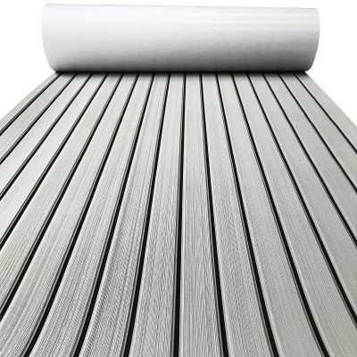 KXKZREN Boat Flooring EVA Foam Decking Sheet Faux Teak Marine Mat Non-Slip Boat Carpet Self-Adhesive Flooring for Jon Boats Motorboat RV Yacht Kayak Swim Platform 35.4 x 94.5 inch,23.25 sq.ft