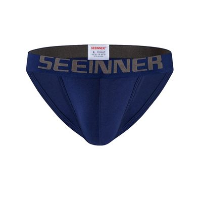 Familyhouse Men's Tanga Briefs Bikini Cotton Briefs Underwear Sexy Underpants Low Rise Thongs (Navy Blue,L)