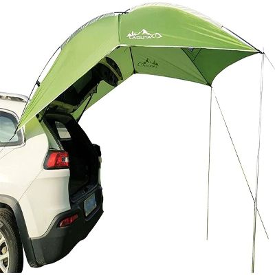 SHINsuke Car Tailgate Tent Awning Pickup Truck Camping Sun Shelter Waterproof Rainfly SUV Minivan Canopy Hatchback Camper Trailer Rooftop (Green)